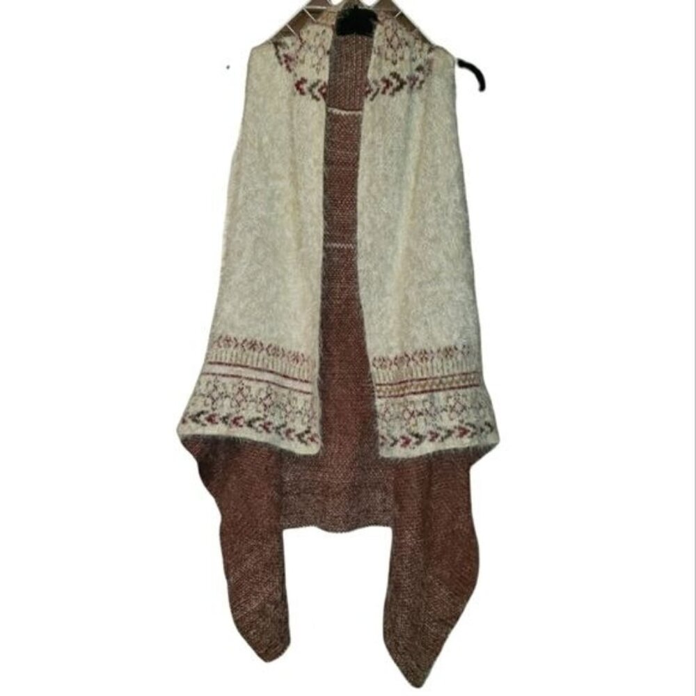 Tribal Drape Front Longline Vest Size XL